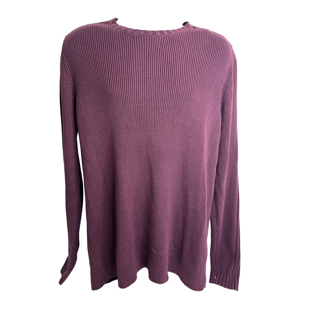 GUESS Sweater Mens XL Wine Red Quilted Yoke Pullover Knit Long Sleeve New Tag